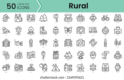 rural Icons bundle. Linear dot style Icons. Vector illustration