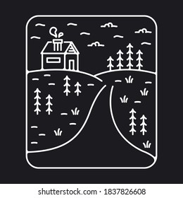 Rural illustration of isolated squares. Rustic line art design with white outlines. Illustration design for apparel products, mugs and wall posters
