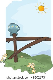 Rural landscape. Cartoon