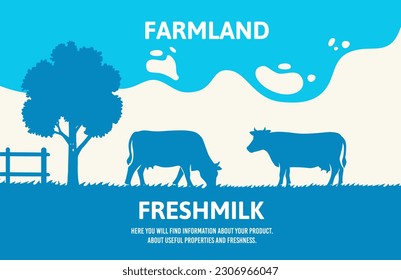 Rural landscape with cows and milk.