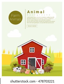 Rural landscape and farm animal background , vector , illustration