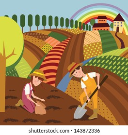 9,853 Farmer Boy Girl Images, Stock Photos & Vectors 