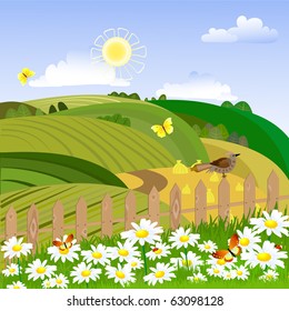 Rural landscape with a fence