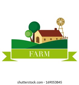 Rural landscape with fields and house