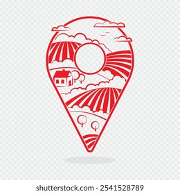 Rural landscape as a geolocation icon