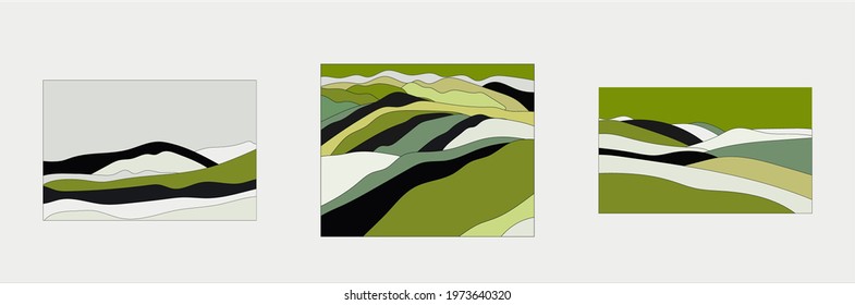 rural landscape green hills vector background
