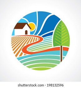 Rural landscape with a hut