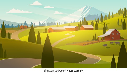 Rural landscape illustration