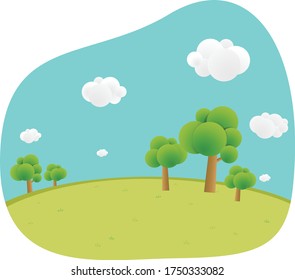 rural landscape, nature, summer vector color plot