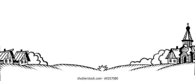 rural landscape on white background. vector