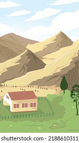 rural landscape with ranch scene
