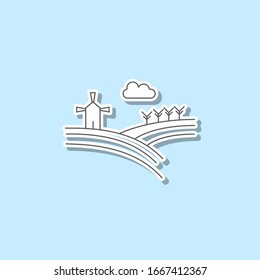 Rural landscape sticker icon. Simple thin line, outline vector of web icons for ui and ux, website or mobile application