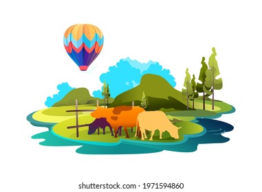 rural landscape summer ecologically clean pastures