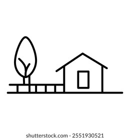 Vetor paisagem rural ícone vetor. vetor plano preto simples ilustração linear para web e app..eps
