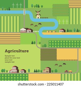 Rural life and agriculture. Template of background for your design.