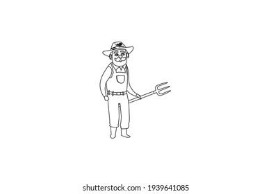 Rural Livestock Keeper Outline Flat Icon