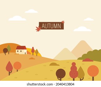 Rural nature landscape in autumn colors. flat design style vector illustration.