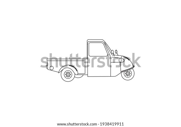 Rural Pickup Car Outline\
Flat Icon