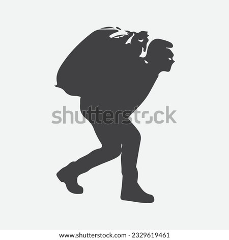 Rural Rhythms, Dynamic Silhouettes of Hardworking Male Agricultural Workers Carrying Burlap with Determination