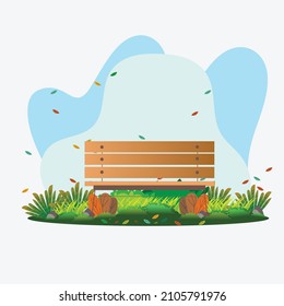 Rural scene with natural tree.Vector illustration.Beautiful summer nature landscape.Forest with mountain and sky background.Garden green grass with bushes and trees.Trees and flower set flat style