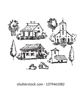 Rural sketch landscape