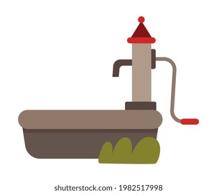 Estructura de piedra rural en el suelo para acceder a la ilustración del vector de agua