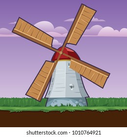 Rural stylized windmill, vector illustration