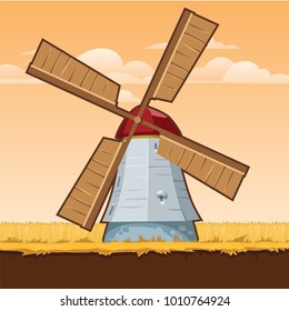 Rural stylized windmill, vector illustration