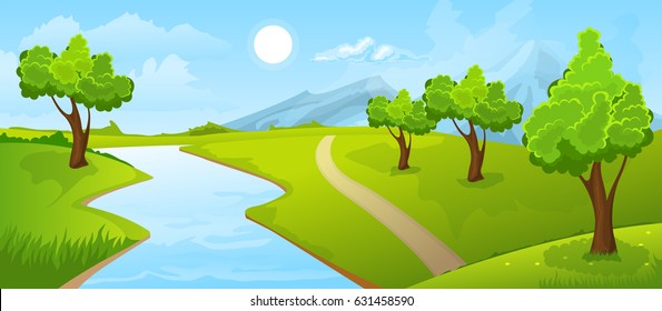 Rural summer landscape with river