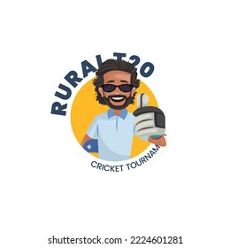 Rural T20 cricket tournament vector mascot logo template.