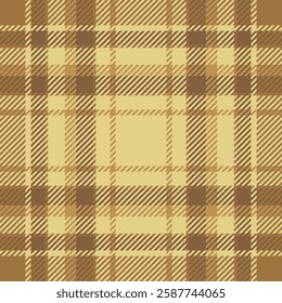 Rural textile check tartan, 70s pattern seamless fabric. Serene vector background texture plaid in orange and yellow colors palette.