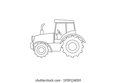 Rural Tractor Car Outline Flat Icon
