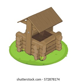 rural water well wooden icon Vector illustration