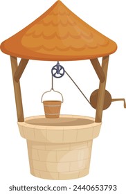 Rural well cartoon icon. Fresh water source isolated on white background