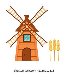 Rural Windmill Isolated On White Background Stock Vector (Royalty Free ...