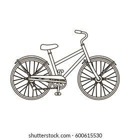 Rural women s bicycle. The vehicle of a healthy lifestyle.Different Bicycle single icon in outline style vector symbol stock illustration.