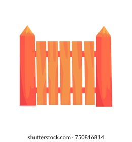 Rural wooden fence, boundary for farm or country house, cartoon vector Illustration on a white background