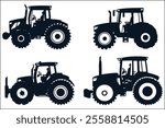 Rural-Themed Tractor Illustrations in Vector Art
