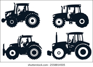 Rural-Themed Tractor Illustrations in Vector Art
