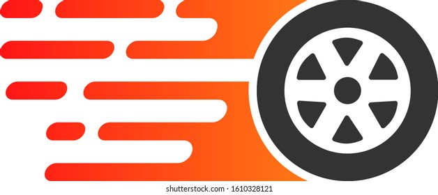 Rush car wheel vector icon. Flat Rush car wheel symbol is isolated on a white background.