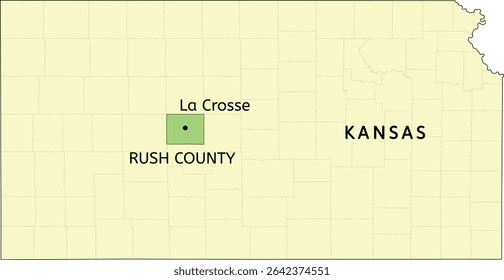 Rush County e cidade de La Crosse localização no mapa do estado de Kansas