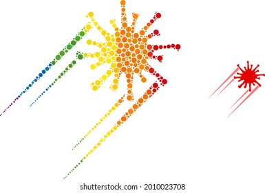 Rush Covid virus collage icon of circle elements in variable sizes and spectrum colored color tones. A dotted LGBT-colored rush Covid virus for lesbians, gays, bisexuals, and transgenders.