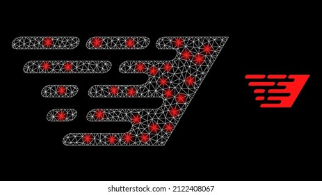 Rush effect icon and glare mesh rush effect model with illuminated light spots. Illuminated constellation is done using rush effect vector icon and triangulated mesh. Illuminated frame rush effect,