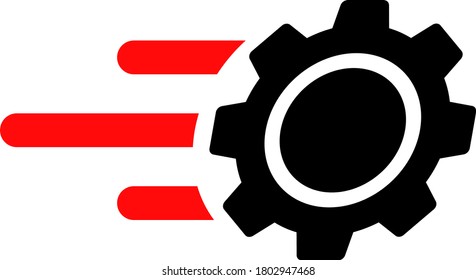 Rush gear icon on a white background. Isolated rush gear symbol with flat style.