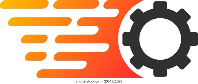 Ilustración vectorial de engranajes de velocidad rápida. Ilustración plana de diseño icónico de la marcha rápida, aislada sobre un fondo blanco.