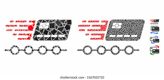 Rush grace credit periods mosaic of tremulant pieces in different sizes and color tints, based on rush grace credit periods icon. Vector rugged pieces are grouped into illustration.