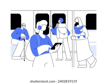 Rush hour abstract concept vector illustration. Group of diverse people at rush hour in the subway, metro passengers, urban transportation, public transport services abstract metaphor.