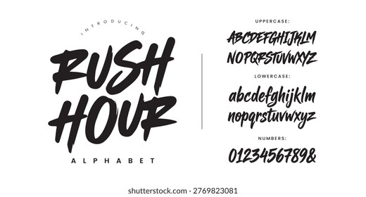 Rush Hour Bold Brush Font Aggressive Textured Typography For Action Sport And Movie Title Design