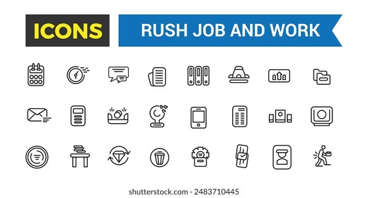 Kollektion von Job- und Arbeitssymbolen. Paket mit Gliederungssymbolen. Editierbare Vektorgrafik-Icon-Set und Illustration für Web und UI.