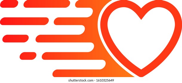 Rush love heart vector icon. Flat Rush love heart symbol is isolated on a white background.